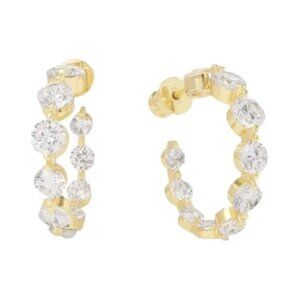 Melinda Maria She's an Icon Hoops 1" Gold|White Diamondettes Earrings